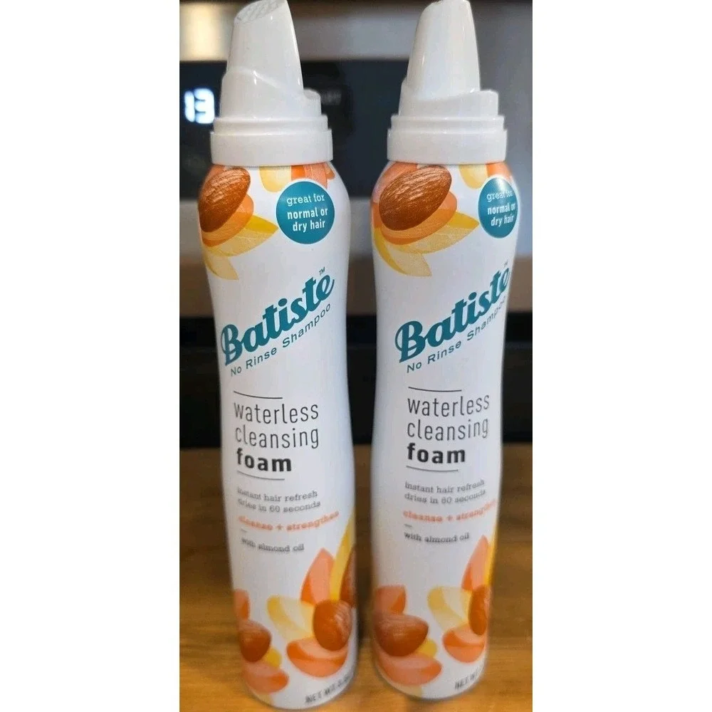 NEW (2) Batiste Waterless Cleansing Foam Cleanse‎ & Smooth Almond Oil 3.6 oz